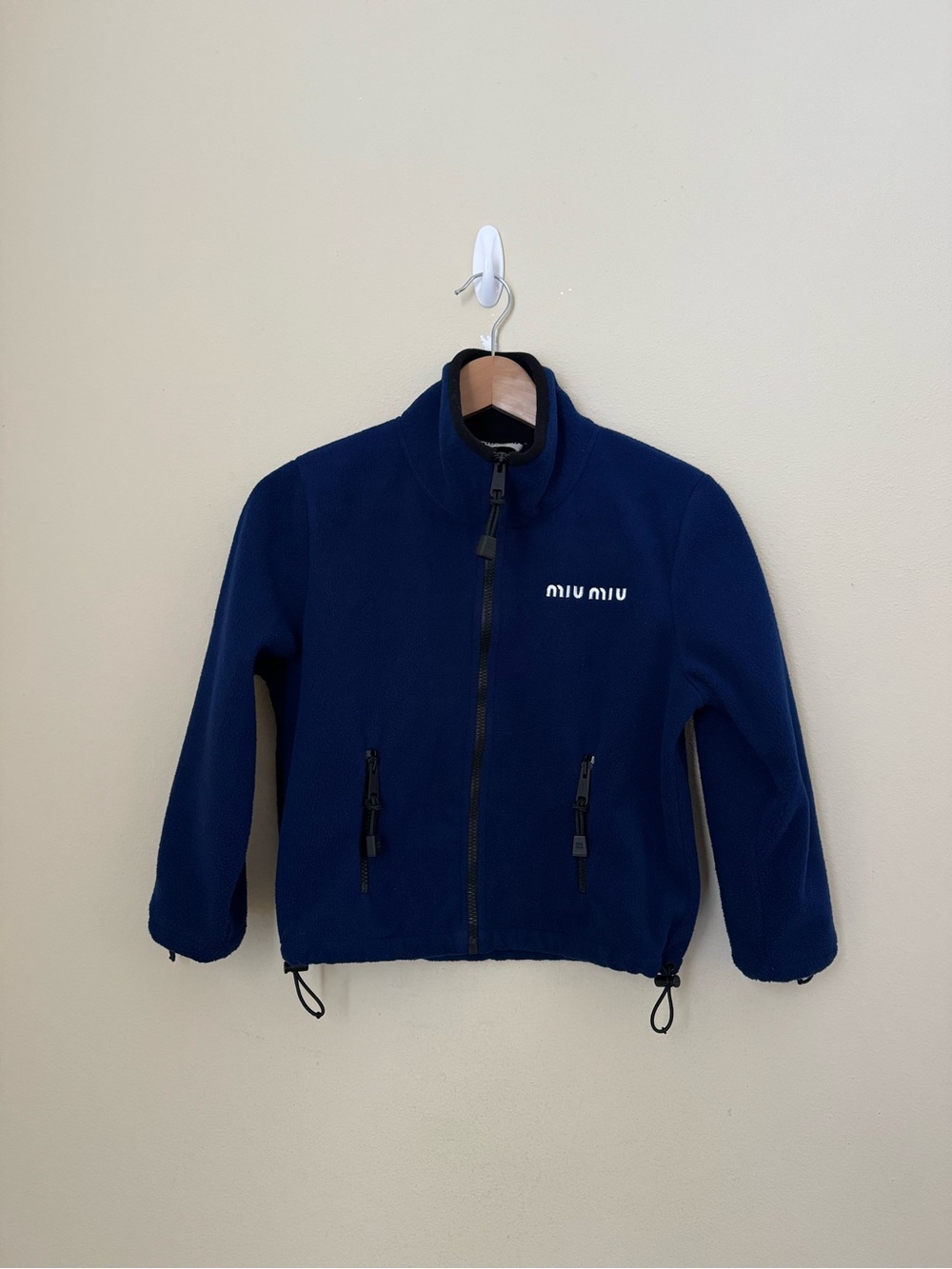 Miu Miu New Cropped Fleece Full Zip Jacket Blue Large